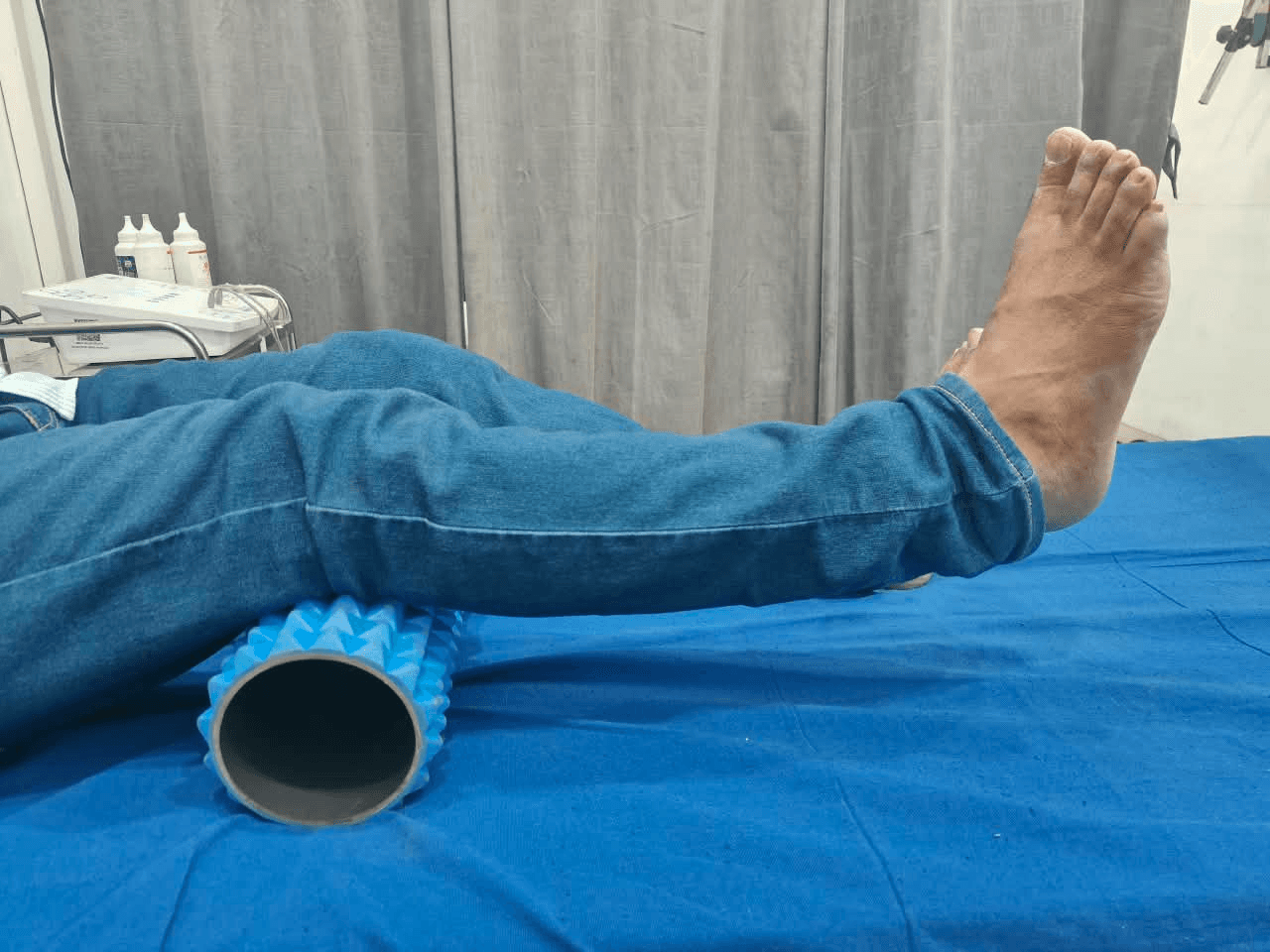 Foam roller used during physiotherapy treatment